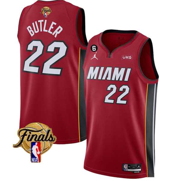 Men%27s Miami Heat #22 Jimmy Butler Red 2023 Finals Statement Edition With NO.6 Patch Stitched Basketball Jersey->miami heat->NBA Jersey
